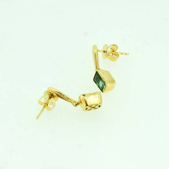 Natural Vivid Green Colombian Emerald Dangle Earrings 18K Gold - 1982319-3