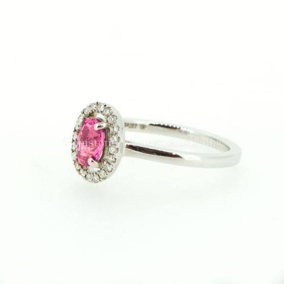 Natural Pink Sapphire and Diamond Halo Ring in 18K Gold - 1982315-2