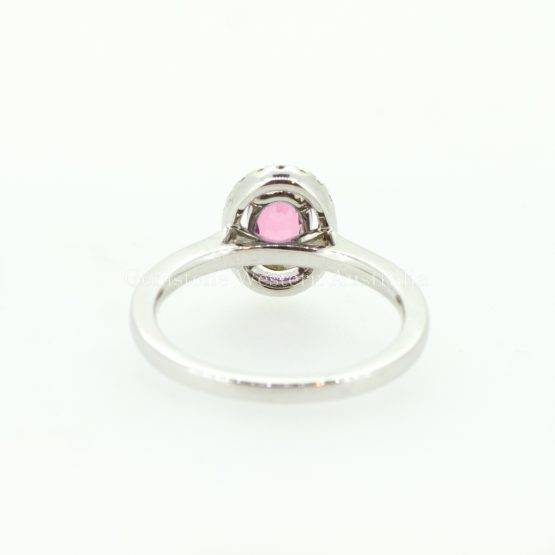 Natural Pink Sapphire and Diamond Halo Ring in 18K Gold - 1982315-4