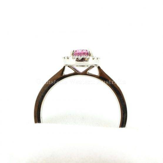 Natural Pink Sapphire and Diamond Halo Ring in 18K Gold - 1982315-3