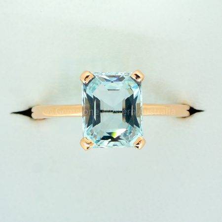 Emerald Cut Aquamarine Ring in 18K Rose Gold - 1982326