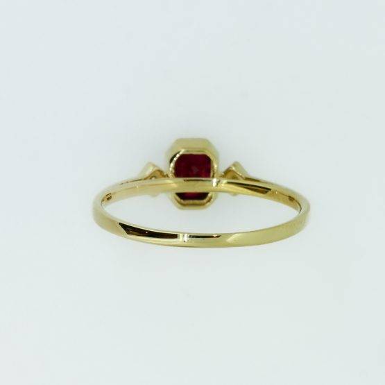 Ruby and Diamond Three Stone Petite Minimal Thin Ring - 1982336-3