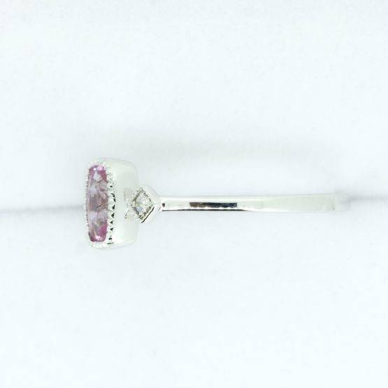 Natural Pink Sapphire and Diamond Three Stone Ring in White Gold - 1982338-1