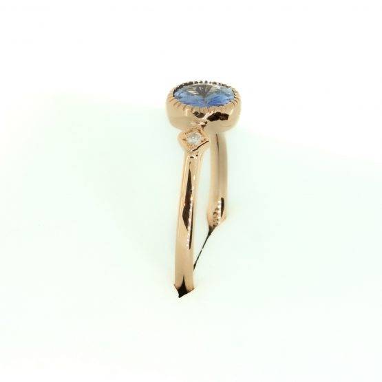 Ceylon Blue Sapphire and Diamonds Ring in Rose Gold - 1982342-2
