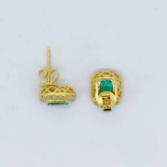 1.26 Carat TW Emerald Cut Emerald and Diamond Earrings 18K Gold - 1982330