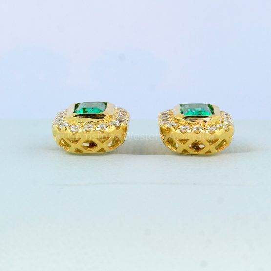 1.26 Carat TW Emerald Cut Emerald and Diamond Earrings 18K Gold - 1982330-2