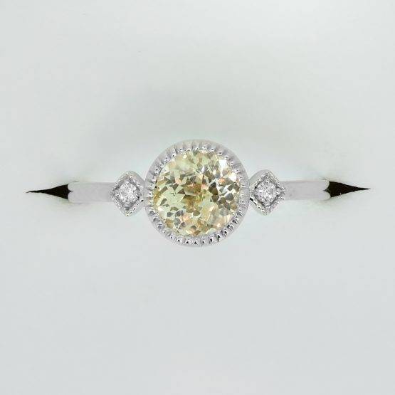 Unheated Yellow Sapphire and Diamond Ring 14k White Gold - 1982333-2
