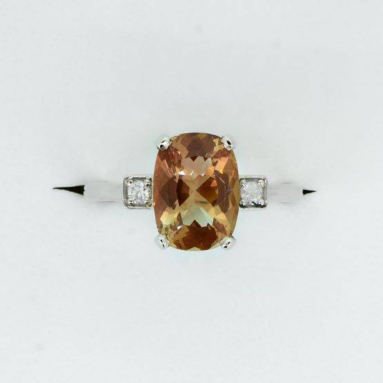 Natural Sunstone Engagement / Dress Ring with Diamonds - 1982339