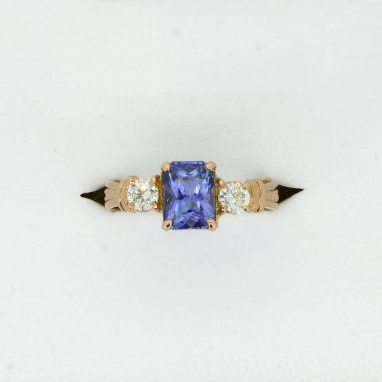 Natural Unheated Sapphire and Diamonds Three Stone Ring - 1982350