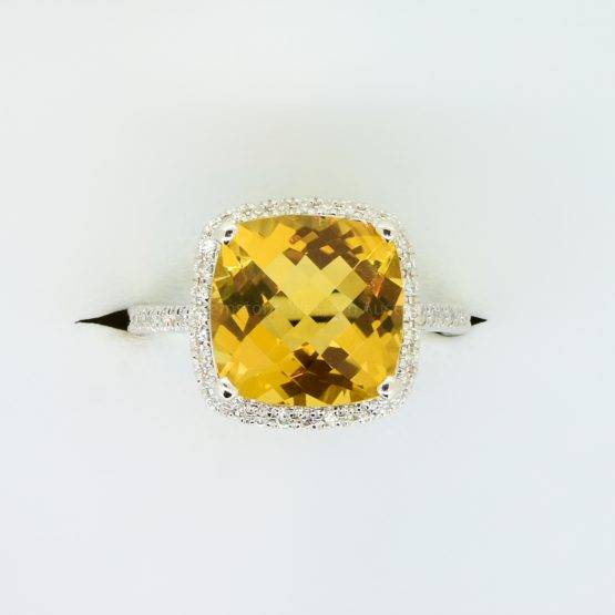 Natural Citrine and Diamond Ring in 18ct White Gold - 1982356-4