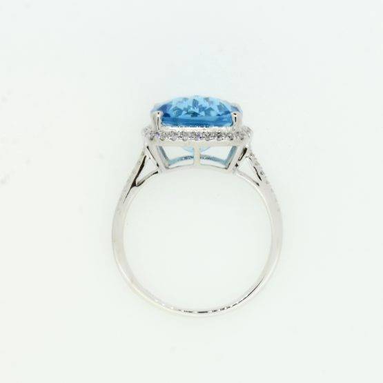 Blue Topaz and Diamond Ring in 18ct White Gold - 1982357-1