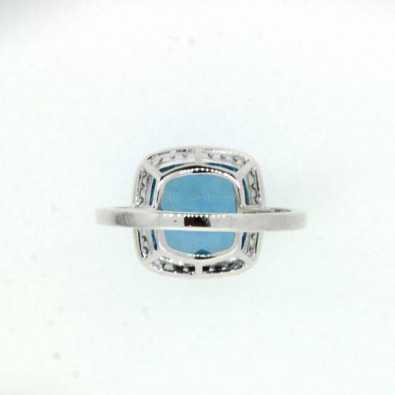 Blue Topaz and Diamond Ring in 18ct White Gold - 1982357-2