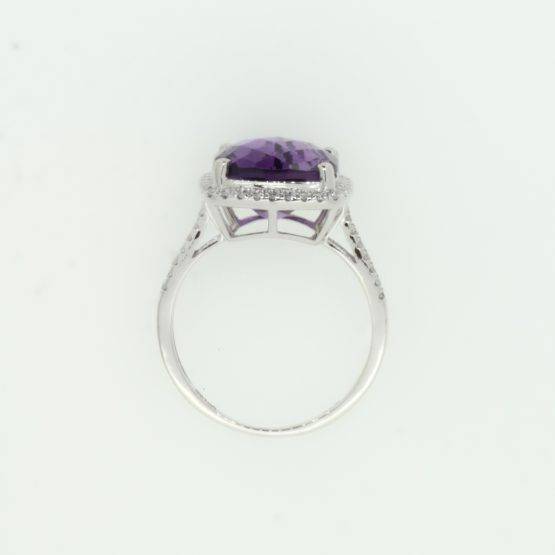 Natural Amethyst and Diamond Ring in 18ct White Gold - 1982358