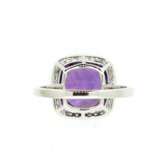 Natural Amethyst and Diamond Ring in 18ct White Gold - 1982358-1