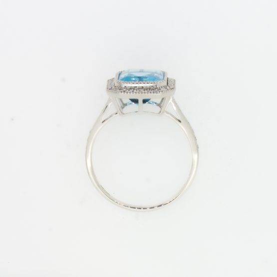 Swiss Blue Topaz Diamond Halo Ring 18K Gold - 1982360