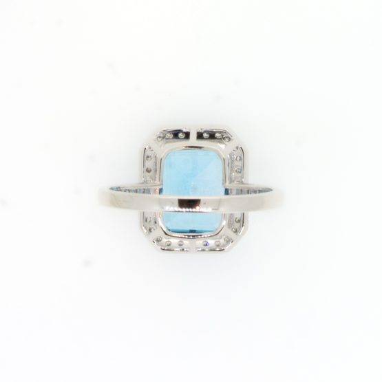 Swiss Blue Topaz Diamond Halo Ring 18K Gold - 1982360-1