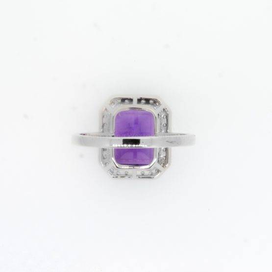 Natural Amethyst and Diamond Halo Ring in 18K White Gold - 1982362-1