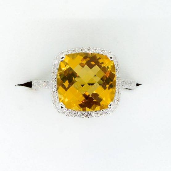 Natural Citrine and Diamond Ring in 18ct White Gold - 1982356-1