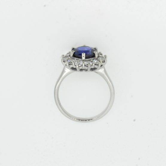 3.16ct Royal Blue Sapphire Diamond Halo Ring in Platinum - 1982351-2