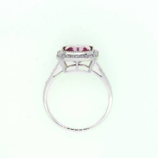 Natural Pink Topaz and Diamonds Ring in 18K White Gold - 1982363