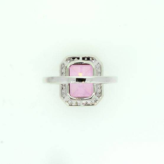 Natural Pink Topaz and Diamonds Ring in 18K White Gold - 1982363-1
