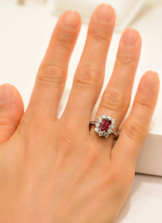 Unheated Ruby and Diamonds Ring in Platinum - 1982369-1