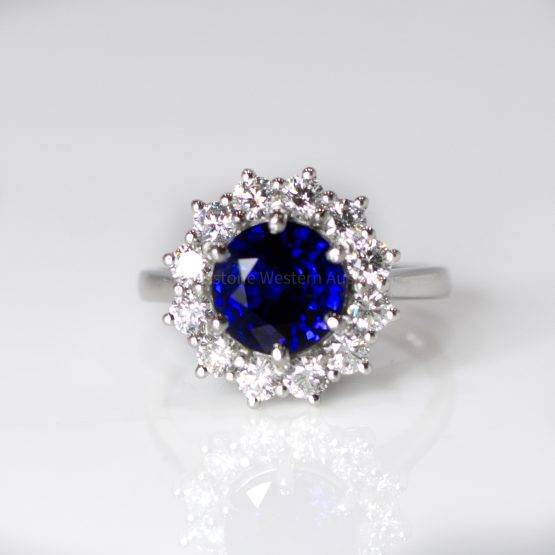 3.16ct Royal Blue Sapphire Diamond Halo Ring -1982351-11