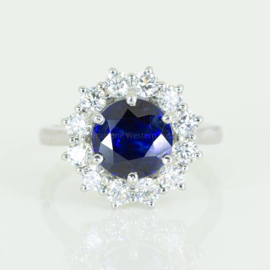 3.16ct Royal Blue Sapphire Diamond Halo Ring -1982351-8