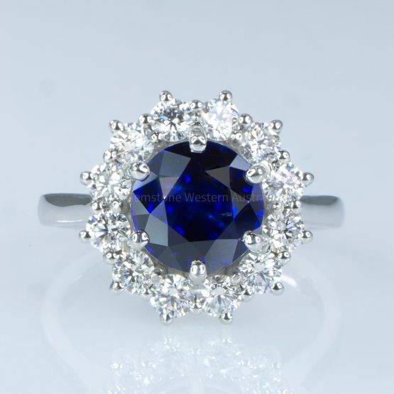 3.16ct Royal Blue Sapphire Diamond Halo Ring -1982351-15