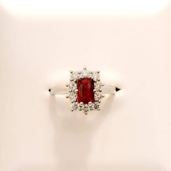 Unheated Ruby and Diamonds Ring in Platinum - 1982369-3