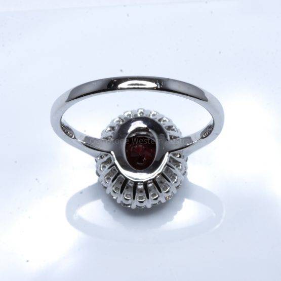 Natural Unheated Ruby and Diamond Halo Ring 18K Gold - 1982370-4