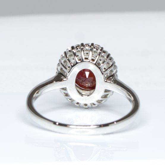 Natural Unheated Ruby and Diamond Halo Ring 18K Gold - 1982370-6