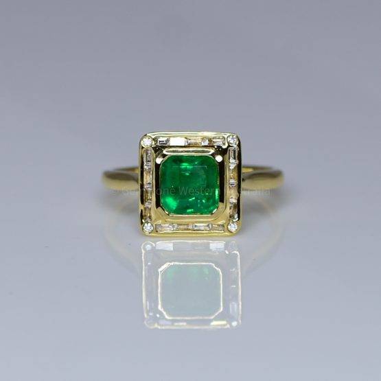 Emerald Cut Colombian Emerald and Diamond Ring in 18K Gold - 1982383-6