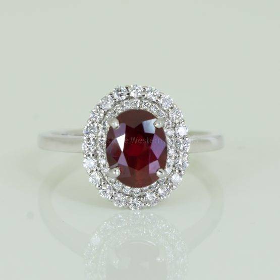 Natural Unheated Ruby and Diamond Halo Ring - 1982370-8