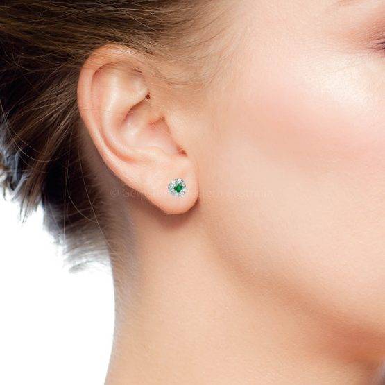 Natural Colombian Emerald Stud Earrings