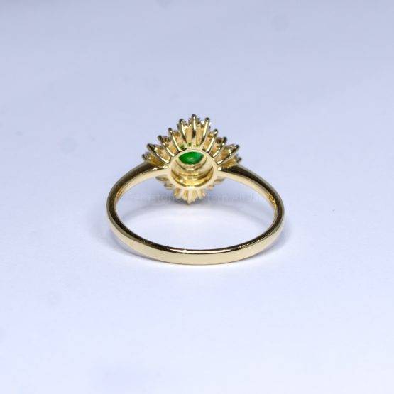 18K Yellow Gold Colombian Emerald Engagement Ring Art Deco Style - 1982400-2