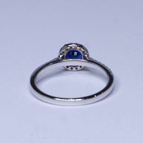 Natural Blue Sapphire Ring Sapphire Diamond Halo Ring 18K Gold - 1982403-2