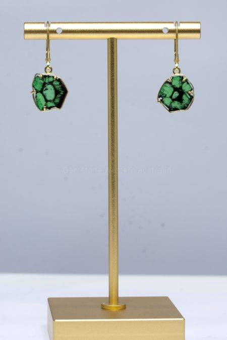 Trapiche Emerald Earrings - Colombian Emerald Dangling Earrings 18K Gold - 1982397