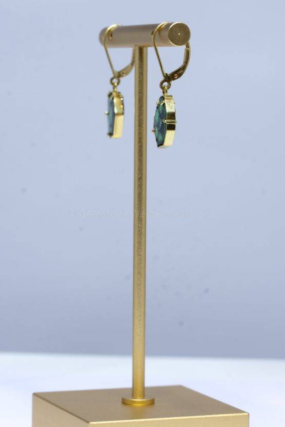 Trapiche Emerald Earrings - Colombian Emerald Dangling Earrings 18K Gold - 1982397-2