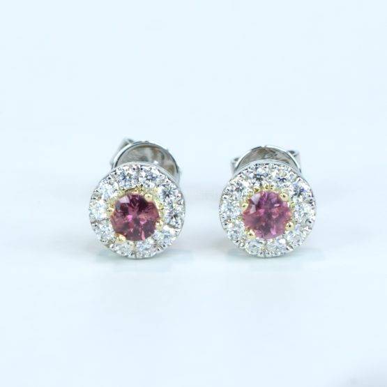 Natural Pink Sapphire Stud Earrings in 9K Gold - 1982629-1
