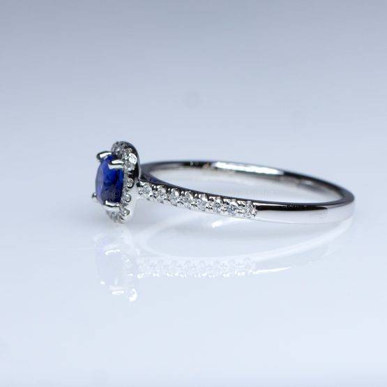 Natural Sapphire Engagement Ring Royal Blue Sapphire Diamond Ring 18K White Gold - 1982407-3
