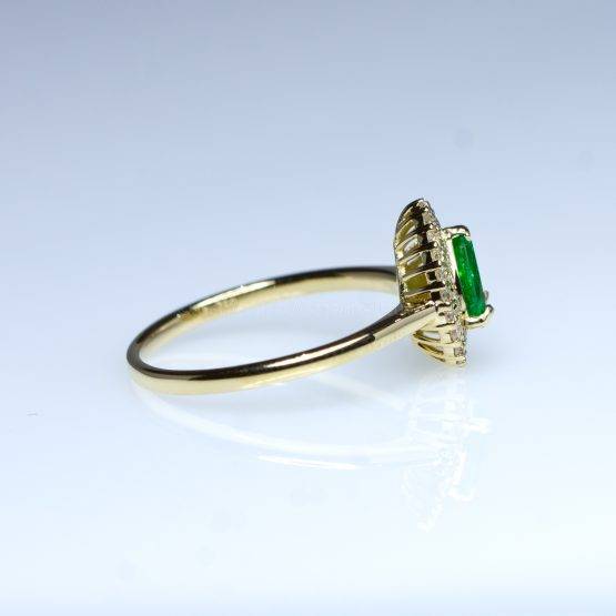 Natural Colombian Emerald Ring Emerald Double Halo Ring 18K Gold - 1982409-2