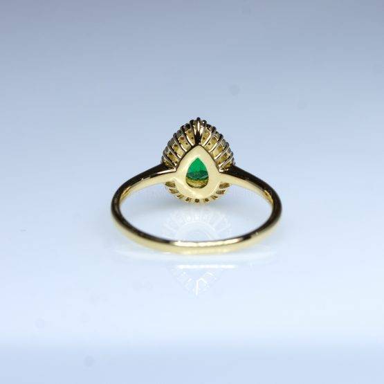 Natural Colombian Emerald Ring Emerald Double Halo Ring 18K Gold - 1982409-3