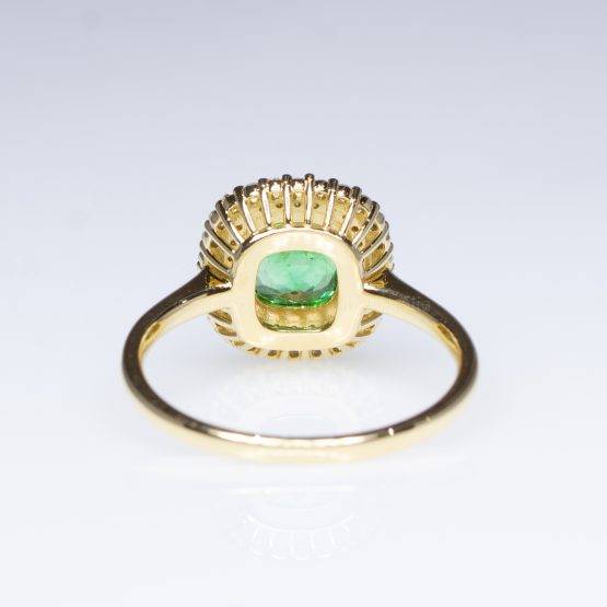 Colombian Emerald Halo Ring Double Halo Engagement Dress Ring 18K - 1982411-1