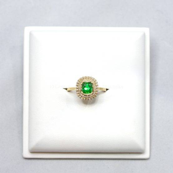 Colombian Emerald Halo Ring Double Halo Engagement Dress Ring 18K - 1982411-5
