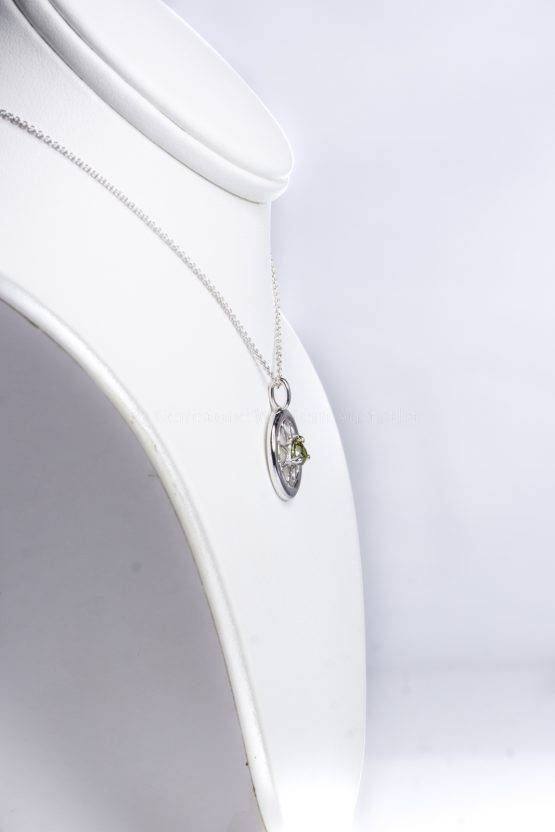 Round Design Natural Alexandrite Pendant in 18K White Gold Alexandrite pendant and Chain - 1982416-3