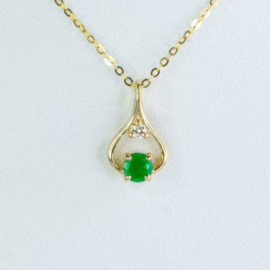 Natural Colombian Emerald and Diamond Pendant 18K Gold - 1982419-1