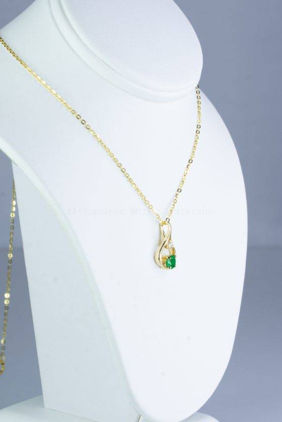 Natural Colombian Emerald and Diamond Pendant 18K Gold - 1982419-2