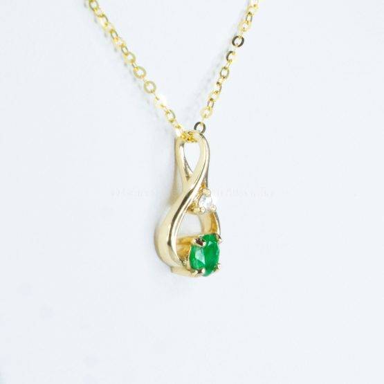 Natural Colombian Emerald and Diamond Pendant 18K Gold - 1982419-3
