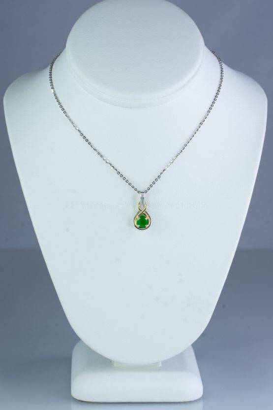 Natural Colombian Emerald Pendant Necklace in 18K Two Tone Gold - 1982421